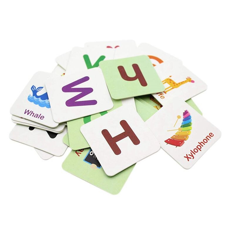 Anti-Tear Flash Cards Learning Alphabet Puzzle Cards, Matching Puzzle Cognitive Early Educational Learning Toys Mental Storage B