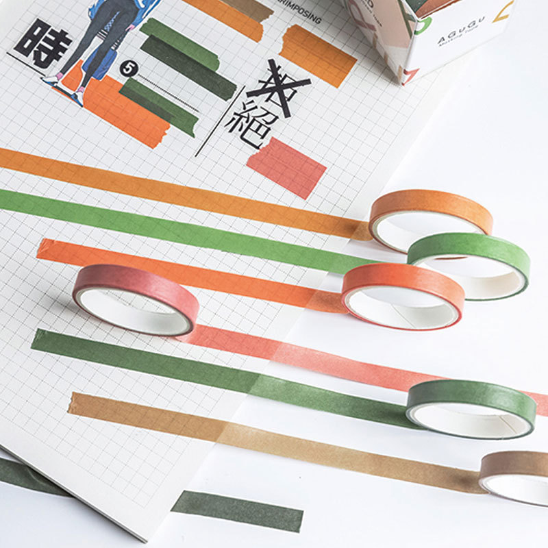 7 ruller washi tape sæt farvet malertape pakke dekorative tynde tape børn og vridning