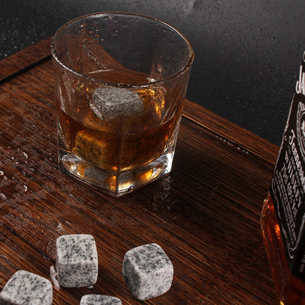 Kitchen Tools 6 Pcs Gray Wiskey Ice Wine Stone Beverage Chilling Rocks For Whiskey And Other Beverages Barware Coolers Tool