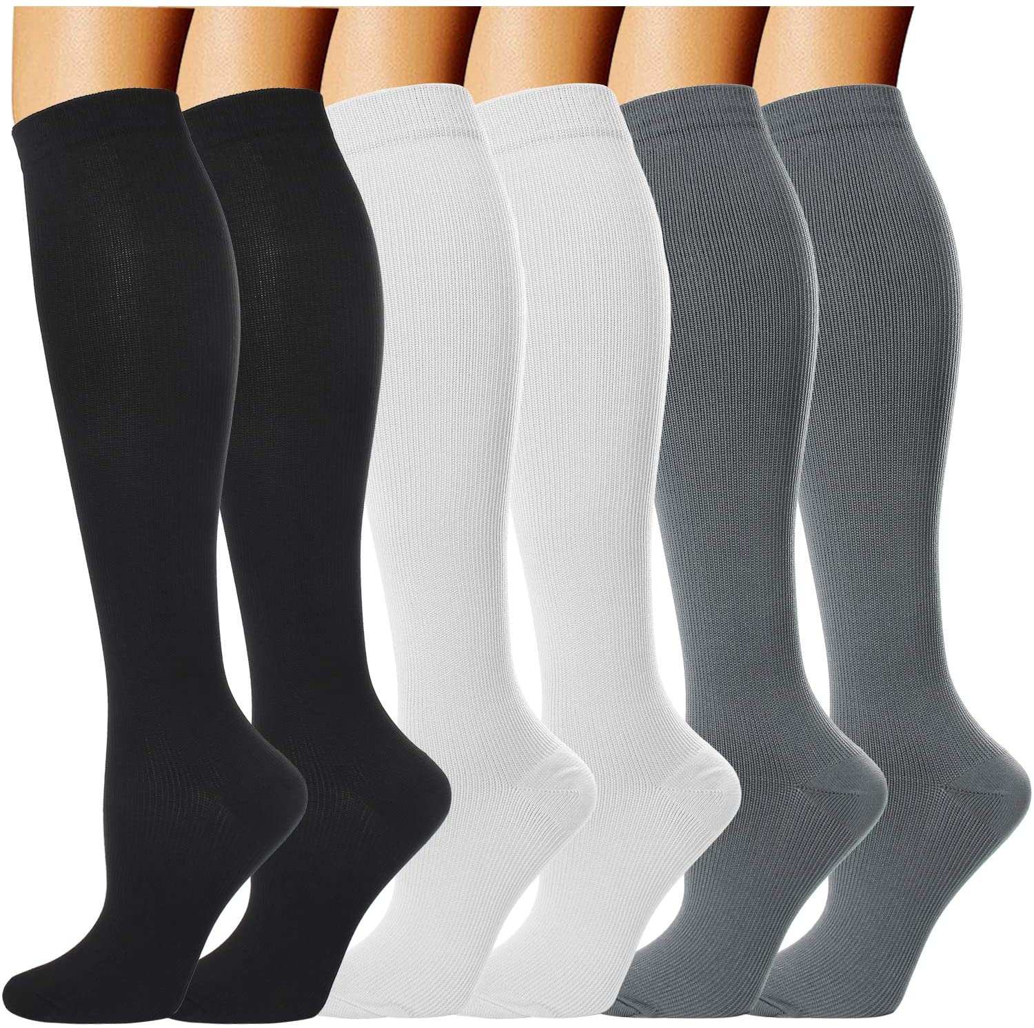 Compression Socks 6 Pairs Per Set Athletic Travel Flight Socks Compression Socks