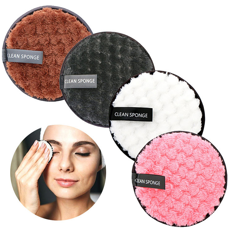 4PCS Makeup Remover Microfiber Cotton Pad Cosmetics Washable Makeup Towel Cleaning Sponge Skin Care Tool Washcloth: Default Title