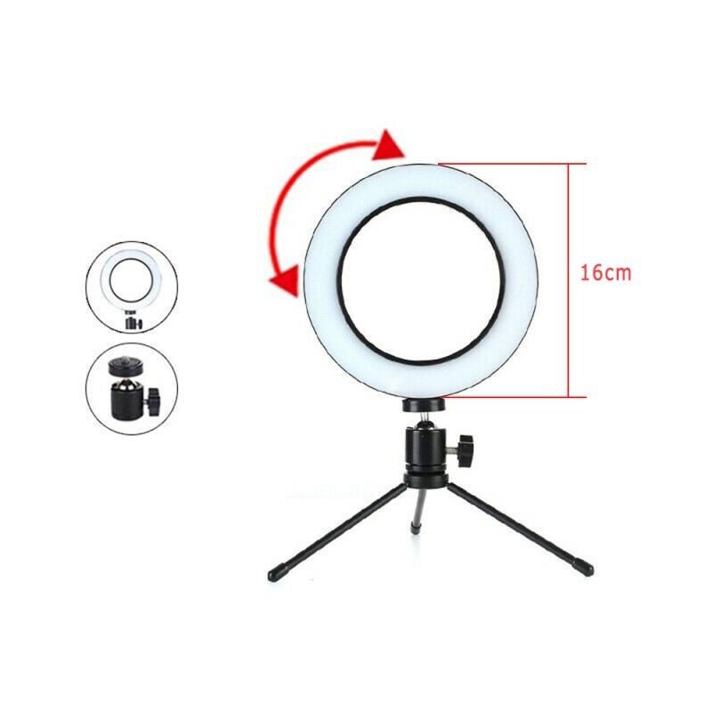 Fotografie LED Selfie Ring Licht 16/20CM Dimmbare Kamera Telefon Ring Lampe 6 zoll Mit Tisch Stative Für machen-hoch Video Live Studio: 16cm