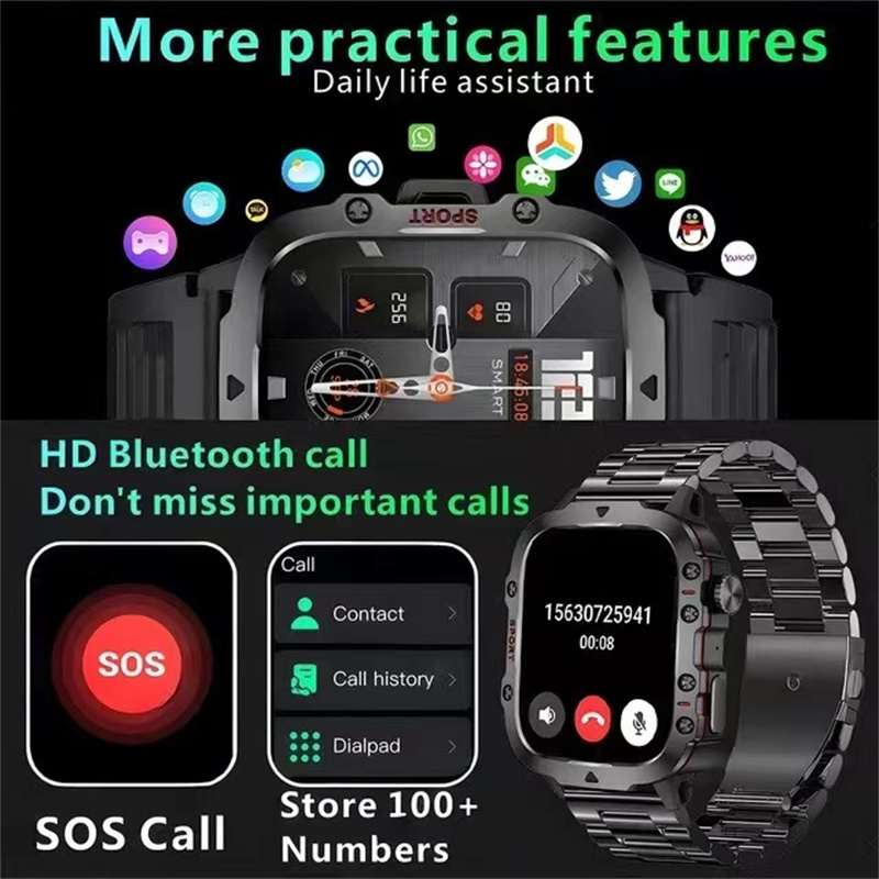 Montre intelligente de sport étanche pour homme, appel Bluetooth, voix AI, Android, Xiaomi, IOS, extérieur, écran 2024 ", 3AT, 2.01