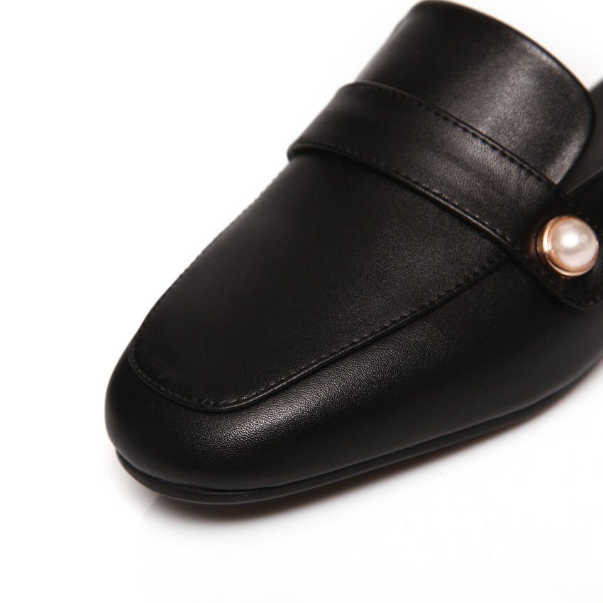 Qutaa Ronde Neus Kraal Casual Comfort Vrouwen Schoenen Vierkante Hak Slingback Pu Leer Alle Match Zomer Slip Op Sandalen size34-43