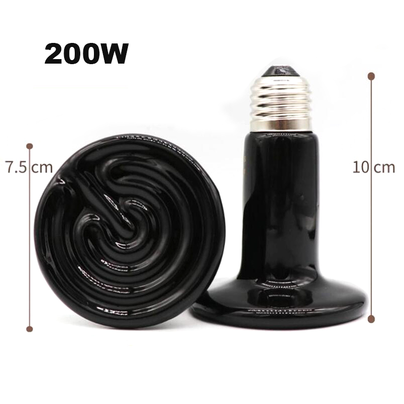 Mini lámpara de calefacción de cerámica infrarroja para reptiles, emisor de calor de 220V-240V, Bombilla de 50W, 75W, 100W, E27, bombillas cálidas para tortugas: 200W Type B