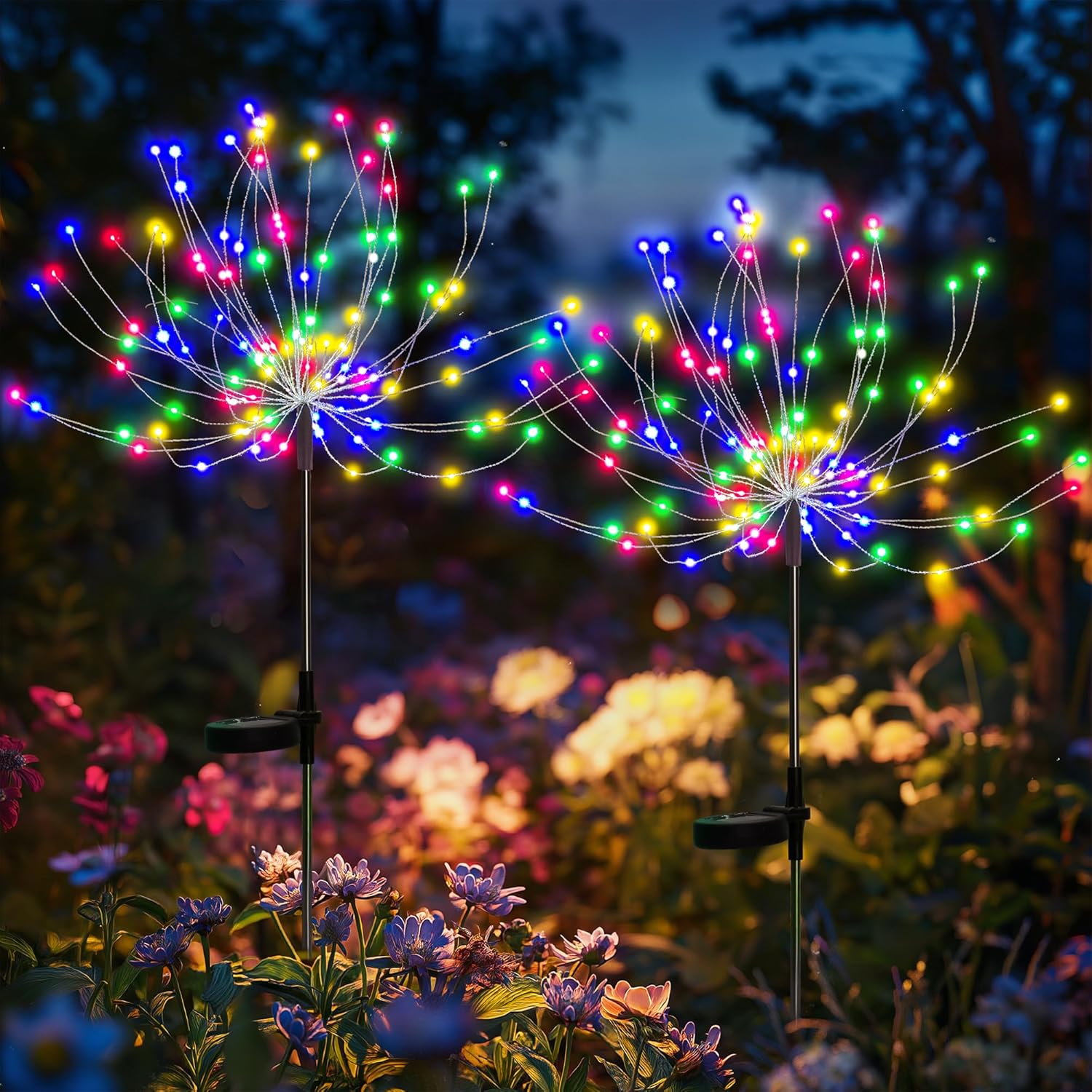 Luces solares para jardín al aire libre, 60/200/420LED, estaca de iluminación de diente de león, luz Solar de fuegos artificiales para decoración de césped de Navidad y Halloween: Azul / 0-5 W