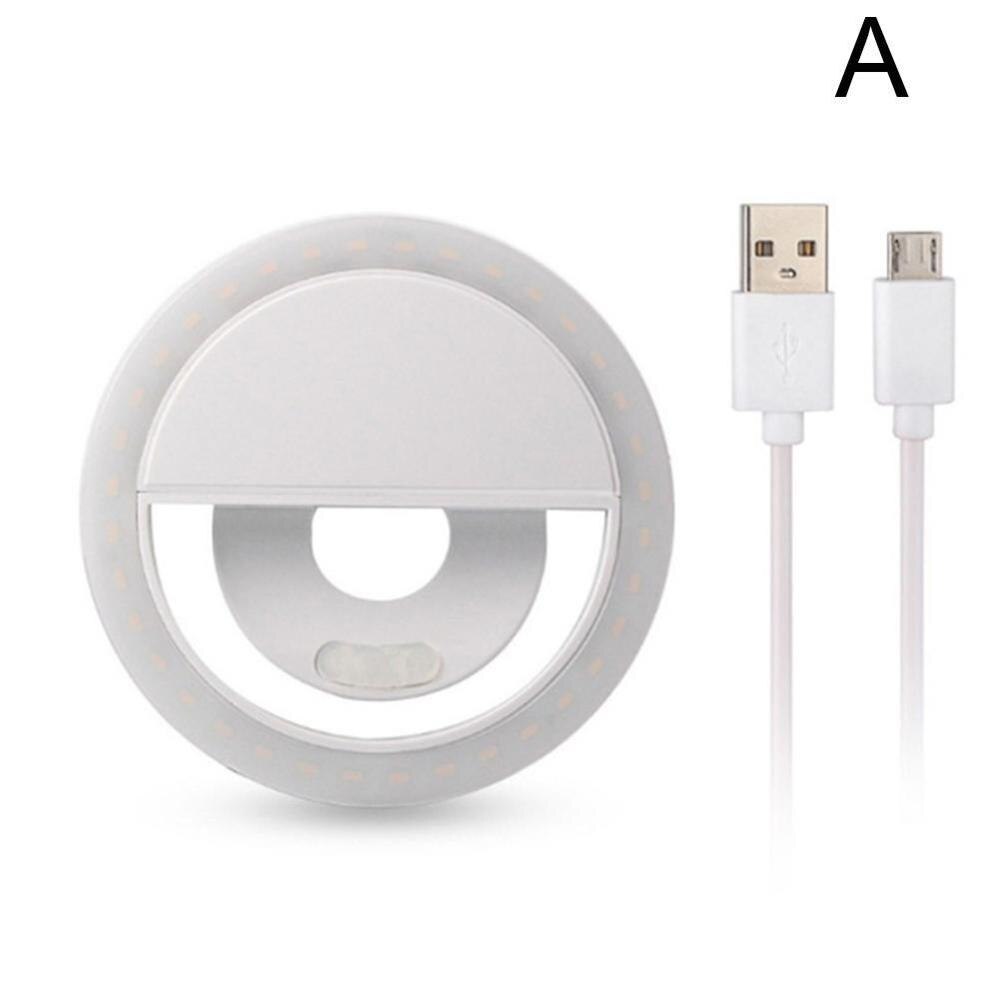 Mini Selfie Led Ring Licht Invullen Draagbare Mobiele Telefoon Mobiele Selfie 3 Niveaus Verlichting Voor Alle Lamp Clip Telefoons Lichtgevende ring M4R1: WHITE