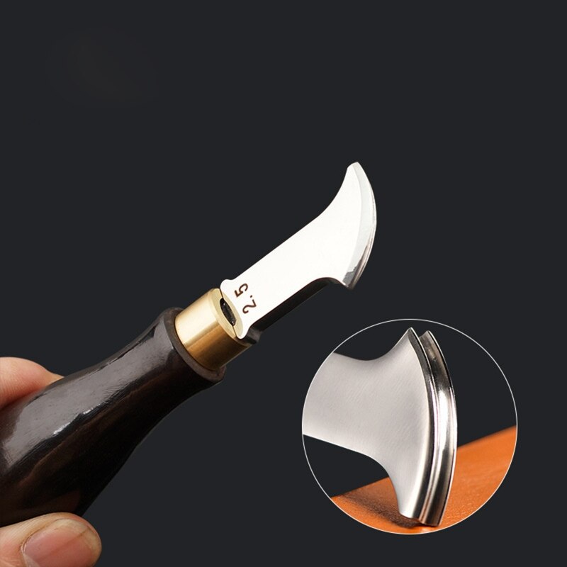 Leather Edge Creaser Leather Shallow Slot Edge Lineer Device Stainless Steel Leather Crimping Tool with Wood Handle