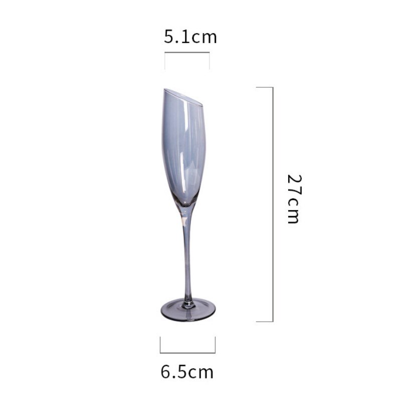 Copa de corte oblicuo de Arte de , Copa familiar de 200-600ml, Color arcoíris, gris ahumado, ámbar, vino tinto, champán, vino: Gris claro