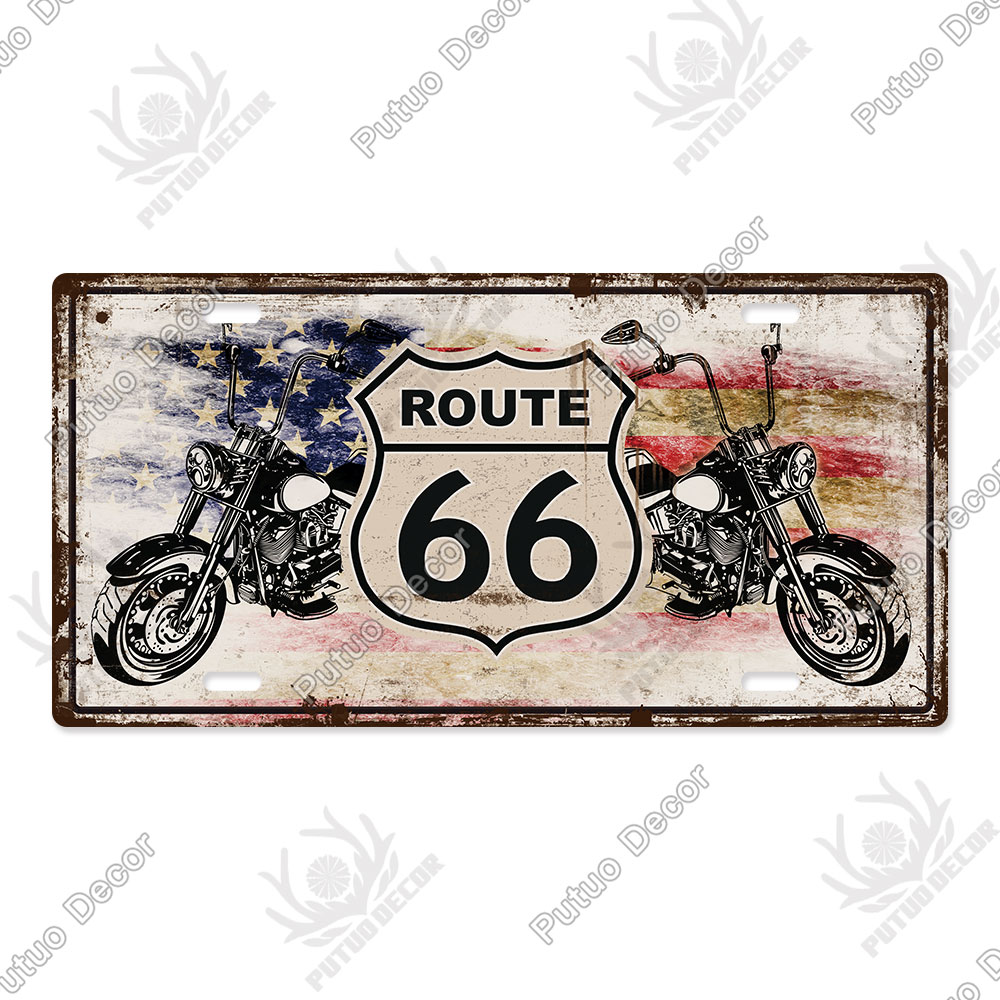 Putuo Decor-placa de matrícula Route 66, letrero de Metal Vintage para Bar, Pub, Gasolinera, garaje, hombre, cueva, decoración de pared del hogar: LP2613