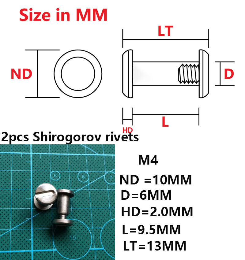 2 stücke Messer griff nieten schrauben Spindel schraube Torx DIY messer welle axt Messer produzieren Zubehör: Shirogorov