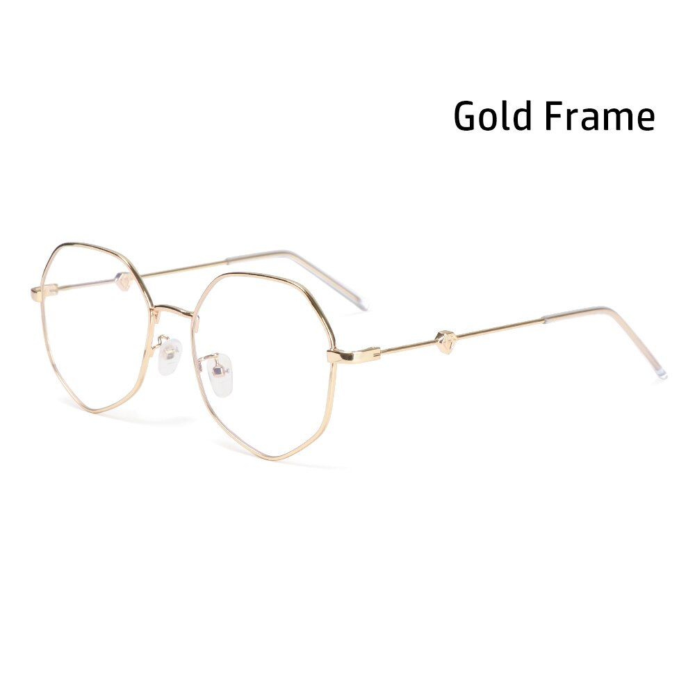 Ultralight Anti-Uv Blauw Stralen Straling Brillen Polygon Bril Frame Computer Bril Bijziendheid Bril Vlakke Spiegel Brillen: gold frame