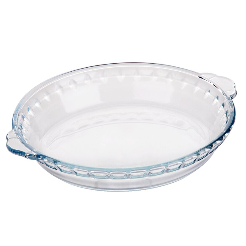 Heat-resistant glass plate thickened tempered salad fish plate household round tableware transparent microwave dish mx8031203