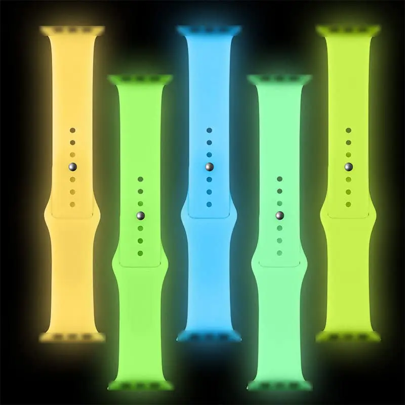 Bracelet lumineux en Silicone pour Apple Watch, Ultra 2, 49mm, 45/41mm, Sport, pour Iwatch 8 7 6 5 4 Se 44mm 42mm 40mm 38mm
