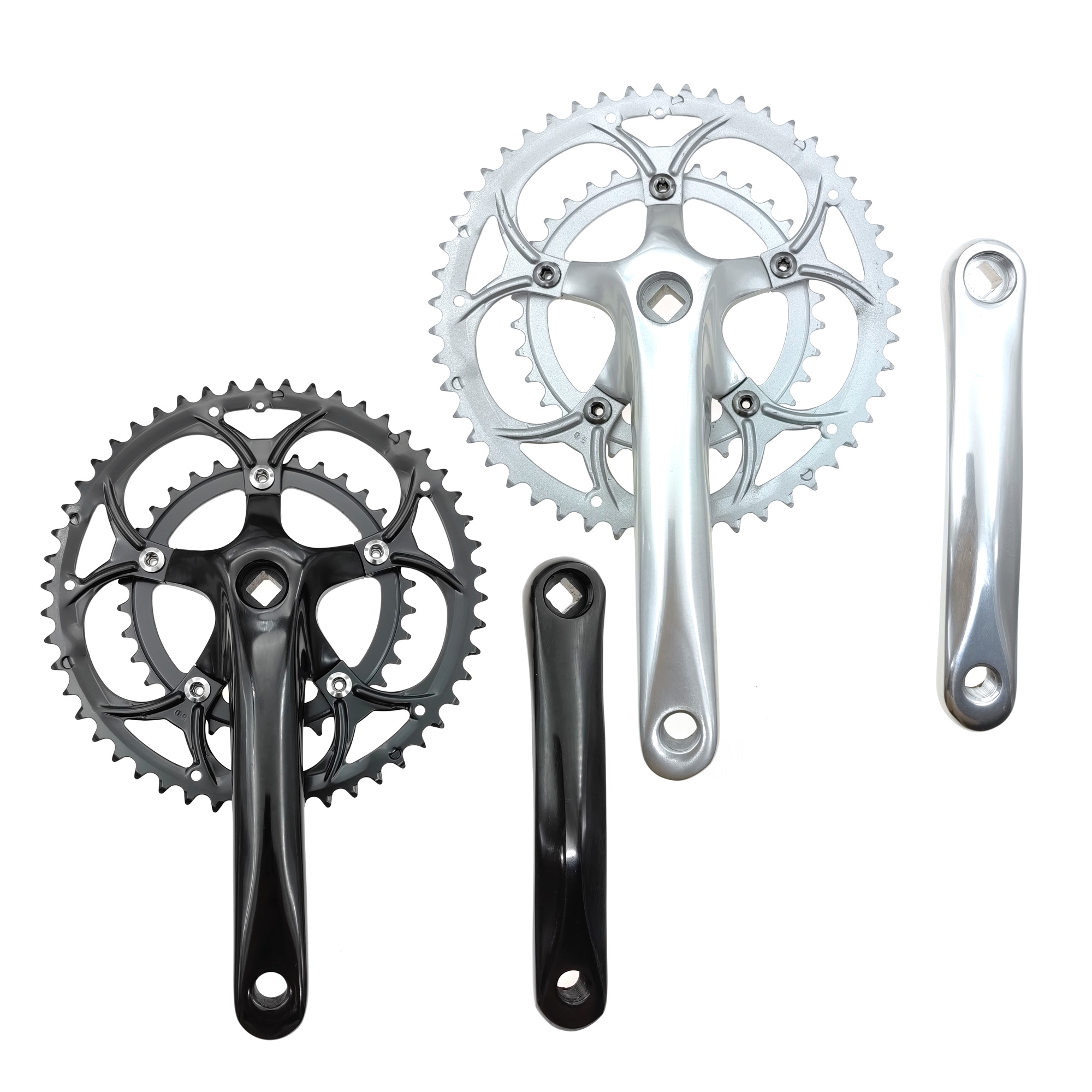 50/34T Rennrad Kurbelgarnitur BCD 110mm 8/9 Geschwindigkeit Diamant Loch Doppel Kettenräder Fahrrad Kurbeln Teile Kettenblatt Fahrrad Zubehör