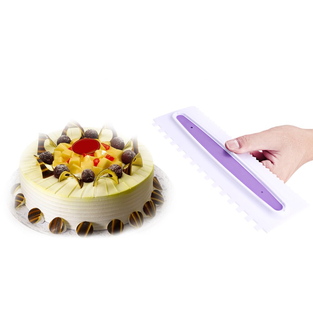 3 Pcs Pastry Icing Kam Set Plastic Cake Schraper 6 Texturen Fondant Spatels Bakvorm Taart Decoreren Gereedschappen Paars