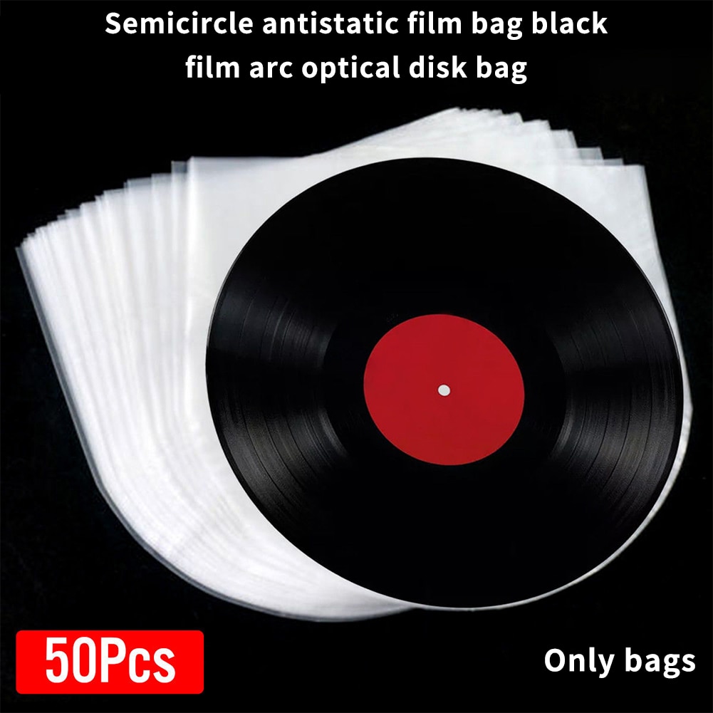 50pcs/set Container PE 12 Inch Vinyl Record Cover Turntable Accessories Dustproof Inner Sleeves Anti Static Protective Bag Clear