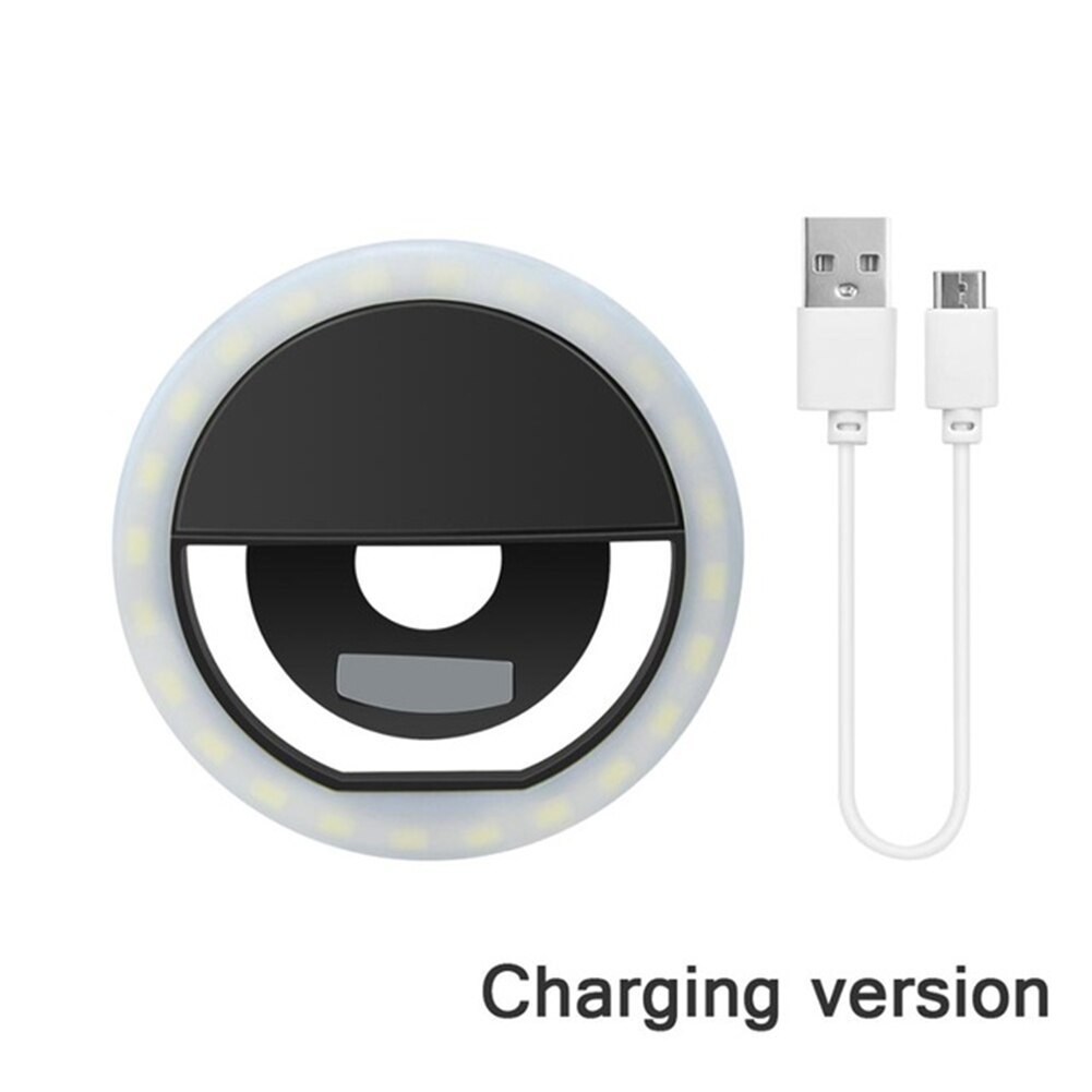 Mini Ring Light Phone Mounted USB Rechargeable with 36 LEDs 3000K-5000K Dimmable Selfie Enhancing Fill Light for Phones iPad: Black