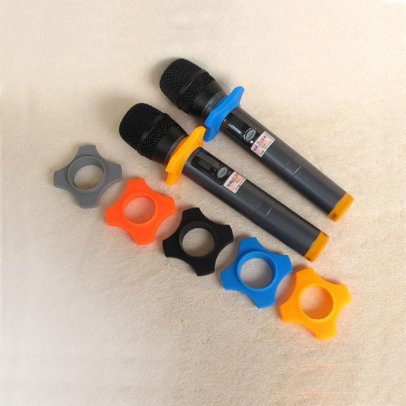 2 stück/lot silikon-mikrofonhalterung mit anti-roll-schutzring für mikrofon-bodenstange, passend für bbs-mikrofone, ktv- und dj-geräte, farbe zufällig