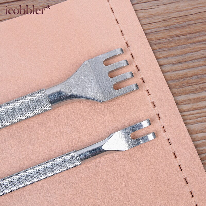 Ensemble de ciseaux plats en cuir pour tissage de trous, poinçons, couture, bricolage, laçage, 2.5/3mm, acier solide