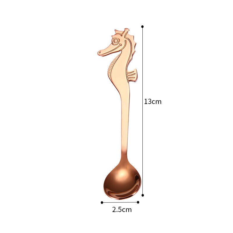Vacclo-cuchara de café de acero inoxidable 304, cuchara creativa marina de caballito de mar, cuchara mágica para té, taza colgante, cuchara, Bar, herramientas: rose gold