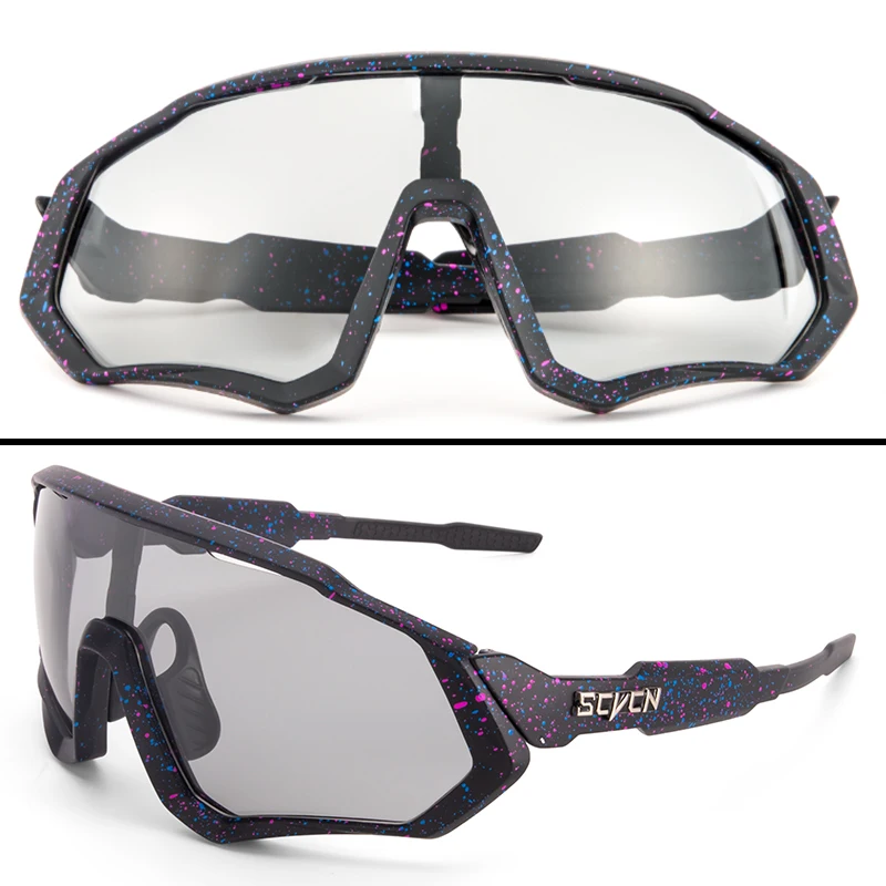 Scvcn Photochromic Glasses Cycling Sunglasses UV400 Women Sports Running Eyewear for Men Cycl Road Mountain Bike Bicycle Goggles: Silver