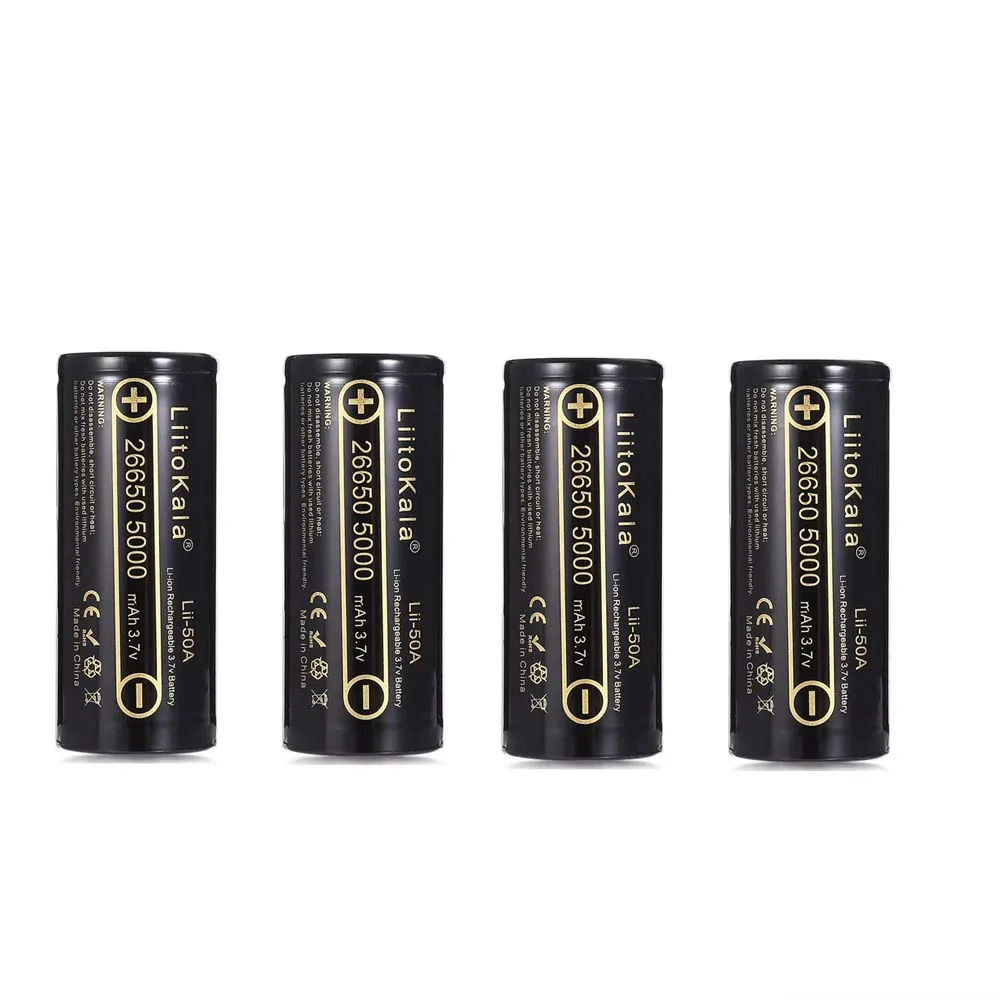 LiitoKala 3.7V 26650 5000mah Li-ion Rechargeable Battery For Strong Flashlight, Power batteries 20A Discharge Capacity: Beige