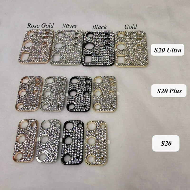 Funda de lente de cámara trasera con diamantes de imitación 3D, para Samsung Galaxy S20, note 20, Ultra Plus, con purpurina