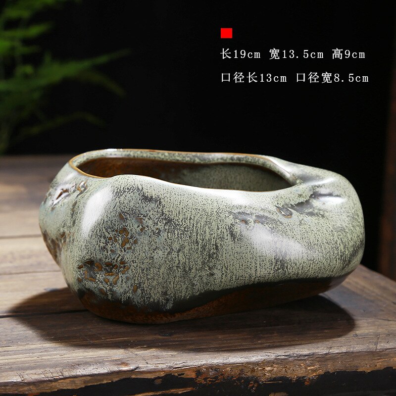 Maceta pequeña de cerámica Retro Para el hogar, maceta creativa de escritorio para plantas verdes suculentas Wenzhu, utensilios de jardín chino hechos a mano: No holes 04