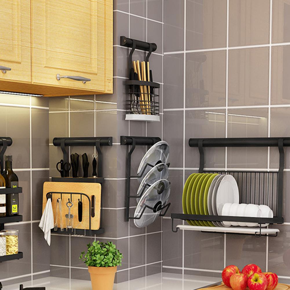 Pot Lid Rack Wall-mounted Durable Stainless Steel Punch-free Bowl Holder For Household Restaurant Kitchen