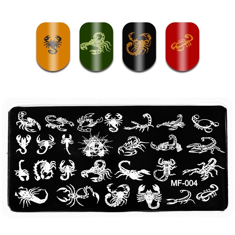 Plaque d&#39;estampage pour ongles, 1 pièce, fleurs de Rose/Scorpion, surimpression, modèle d&#39;image de Nail Art, pochoir, modèle d&#39;image, Nail Art: 4