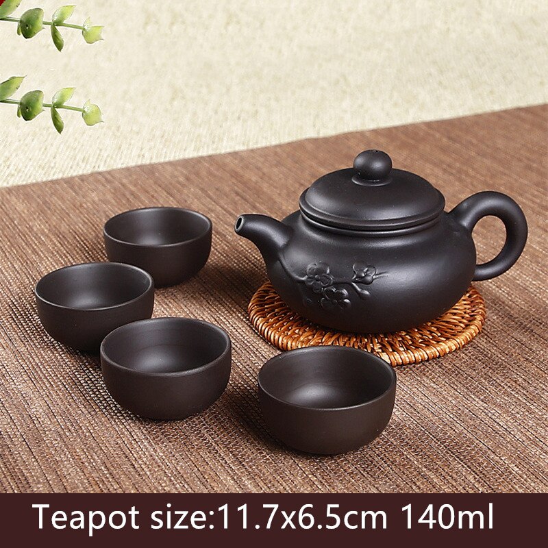 5 Stks/set Chinese Yixing Paarse Klei Thee Sets Xishi Theepot Handgemaakte Ketel Master Theekopjes Authentieke Huishoudelijke Theewaar Drinkware: D