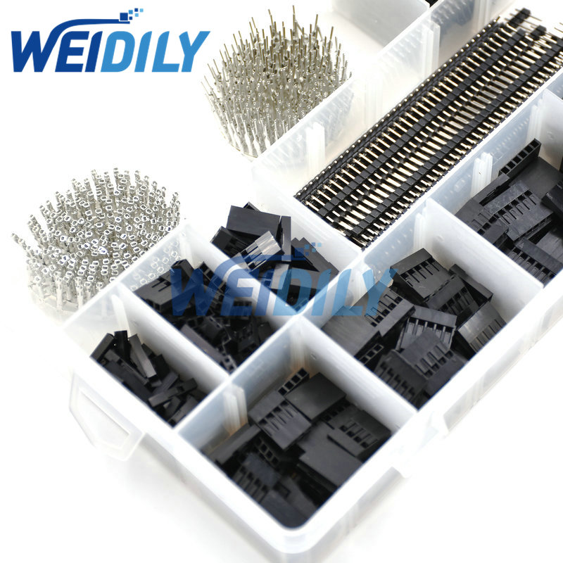 1550PCS 2.54mm Dupont Connector Kit PCB Headers Male Female Pins Electronics Cable Jumper Wire Pin Header Housing