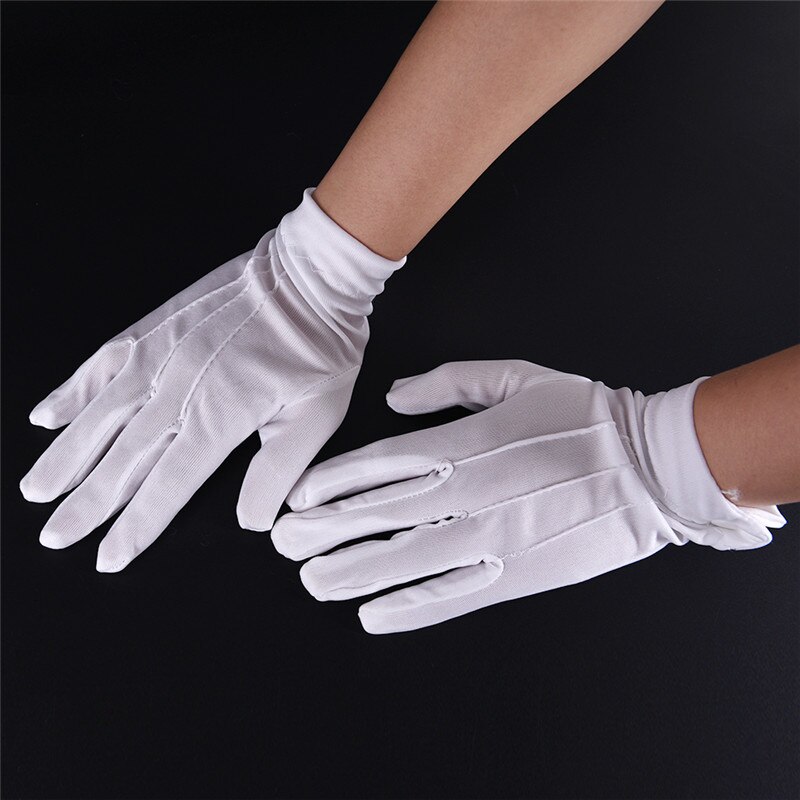 1 Pair White Cotton Gloves Work Uniform Catering Uniforms Magician Parades Inspection Five-fingers Women Men's Work Gloves