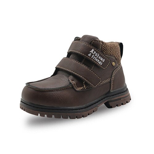 Apakowa Jongens Schoenen Lente Herfst Kinderen Mode Motorfiets Enkellaarsjes Voor Peuter Jongens Outdoor School Klittenband Martin Laarzen: Brown / 10.5