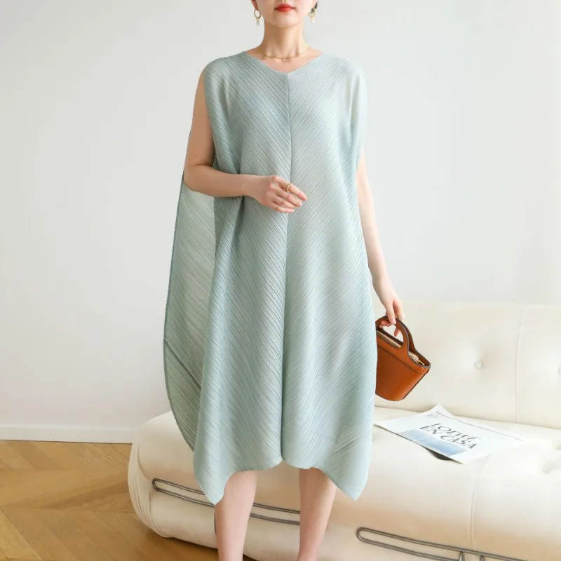 2025 Sommer Miyake Plissee Kleid Japanische Plus Größe Nische Lässig Stil verlieren Beiläufige Kleider Frauen Kleidung