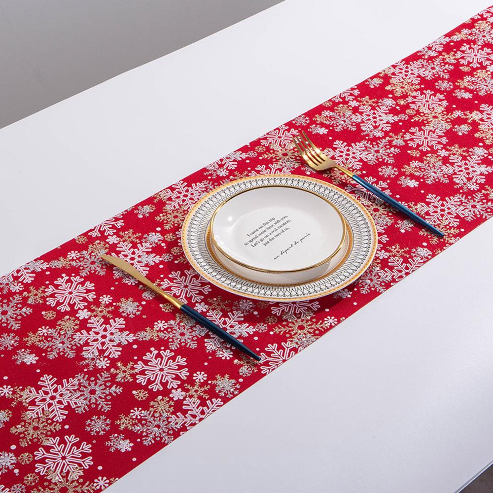 28x270CM Kerst Tafel Sneeuwvlok Mat Tafelkleed Kerst Vlag Thuis Party Decoratieve Kerstman Tapestry Tafellopers FB