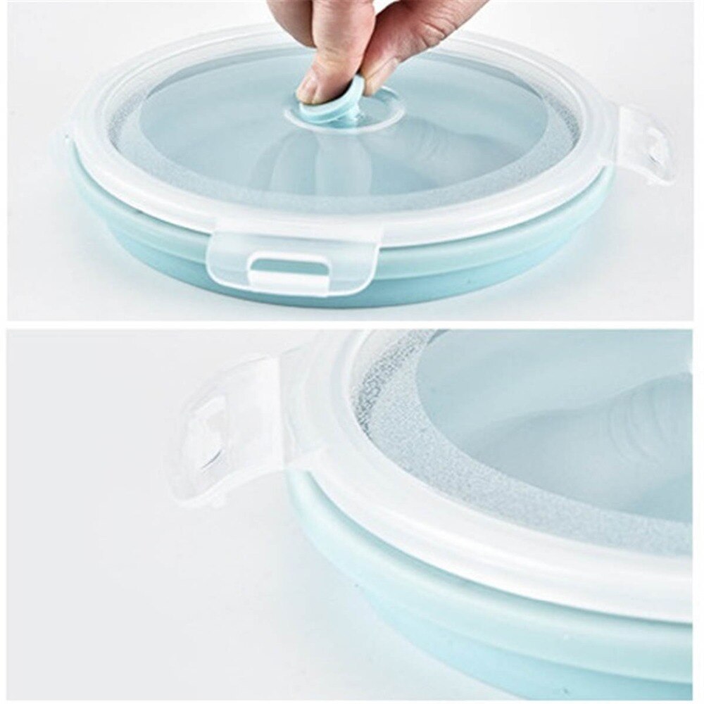 Uszczelnienie okrągłe silikonowe składane przenośne pudełko Bento składane pudełko na drugie śniadanie dla dzieci jedzenie naczynia mikrofalowe pojemnik robić przechowywania żywności