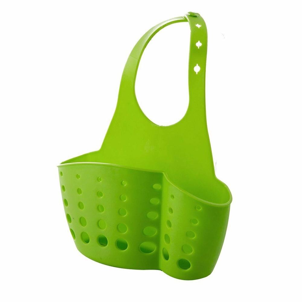 Multifunktion snap-on afløbssvamp hængende taske køkken afløbskurv opbevaring hængende pose afløbskurv beslag: Grøn