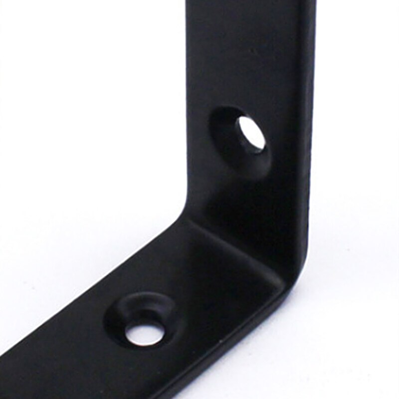 Venstre stål fortykket sort l-formet vinkelbeslag 90 graders hvid hyldebeslagsstik jernvinkelkode hardware