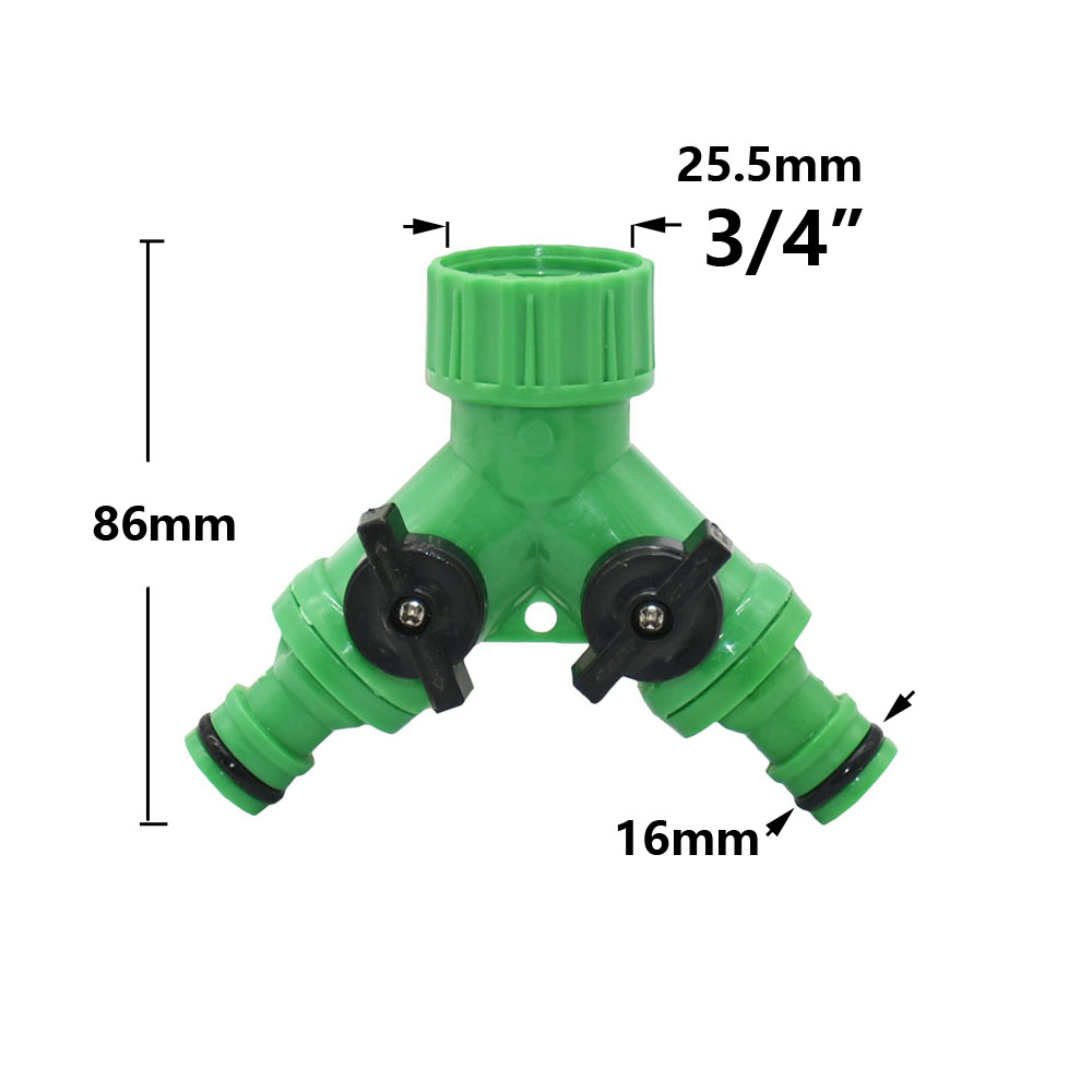 Divisor de agua de manguera de jardín de 2 vías, Conector de manguera tipo Y, acoplamiento rápido, sistema de riego por goteo, válvula controladora de agua, 1/2, 3/4 pulgadas