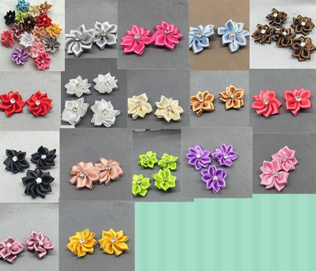 Ruban de fleurs en Satin, 10 pièces, avec des Appliques de perles de cristal, artisanat/garniture, bricolage: mix