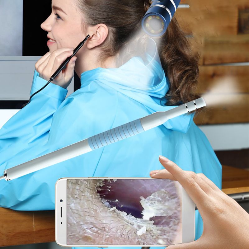 Czyszczenie uszu endoskop 3-w-1 USB wizualne łopatka robić uszu 5.5mm mini kamera 6 oświetlenie doprowadziło światła Earpick usuwania wosku z uszu zestaw narzędzi