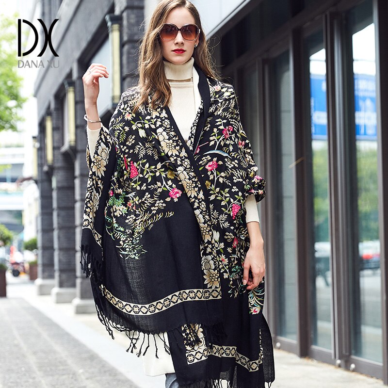DANA XU Bufanda Mujer Wool Poncho Head Scarves Women Lady Carf And Warm Shawl Stoles Bandana Scarf Hijab Luxury Brand