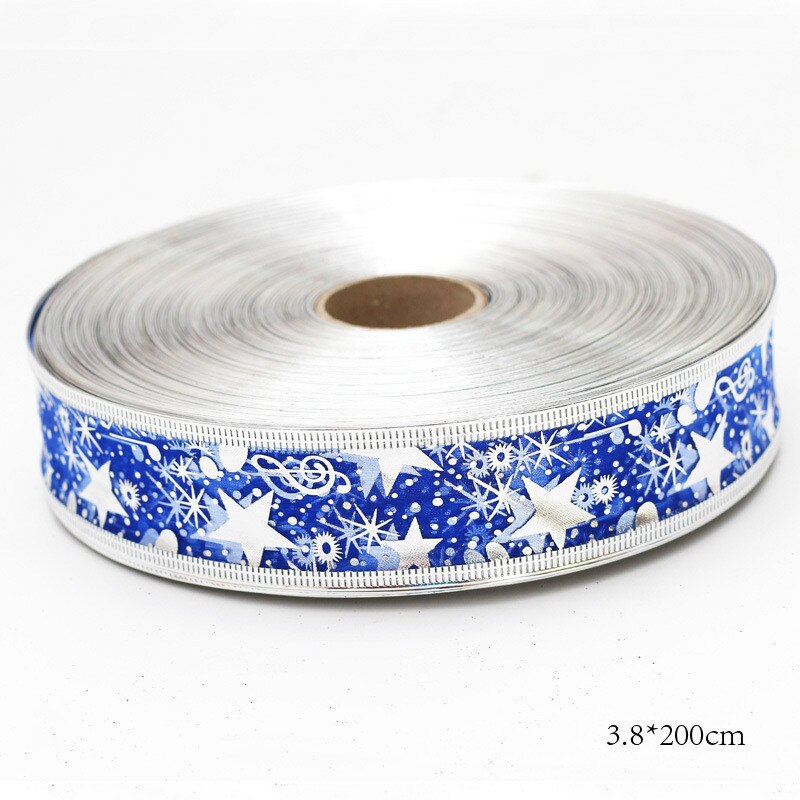 Christmas Wrapping Ribbon Handmade DIY Supplies Material Grosgrain Cake Decors Ribbon Bow Baking Decorative Festival Box: blue star