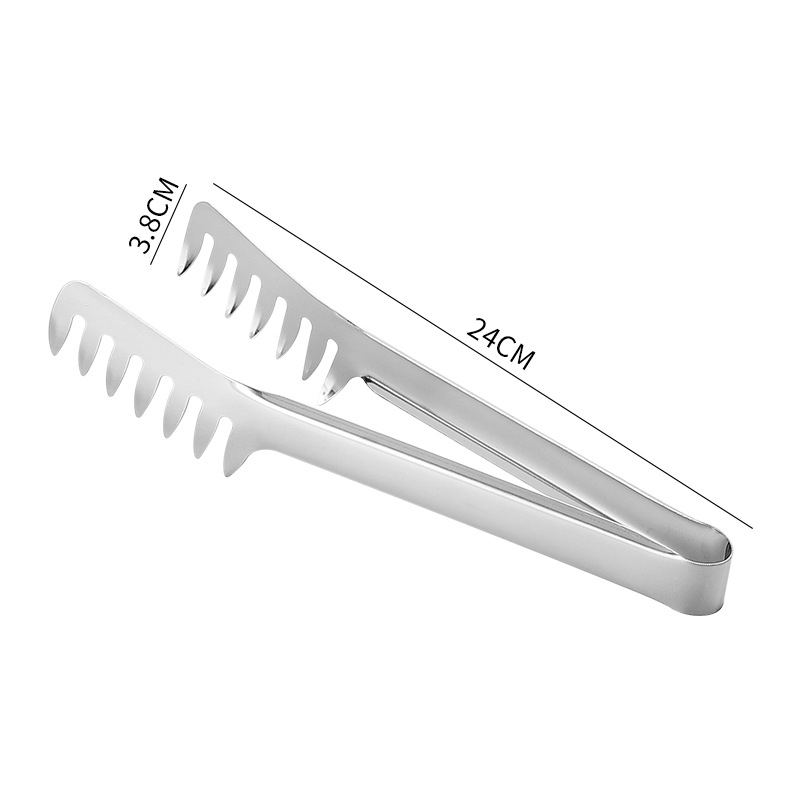 Pinzas para comida de cocina, peine de Color de acero inoxidable, Clip para comida, utensilios de cocina antiadherentes, abrazadera para Buffet de carne y ensalada, accesorios para el hogar: Gris claro