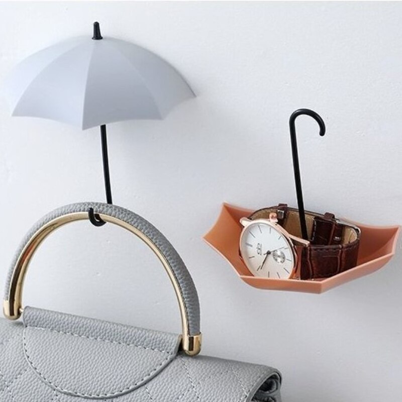 3Pcs Umbrella Shape Hook Wall Hanger Rack Small Items Kitchen Bathroom Wall Mounted Decor Hook Household Multi-purpose Holder