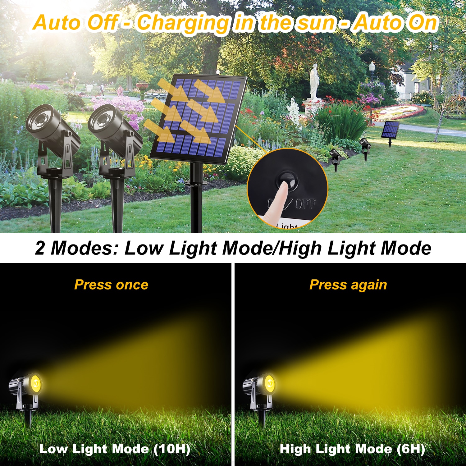 Spotlight op zonne-energie IP65 LED-licht op zonne-energie Buitenlandschap Tuin Boom Afzonderlijk lamp Aluminium antiroest zonnelamp