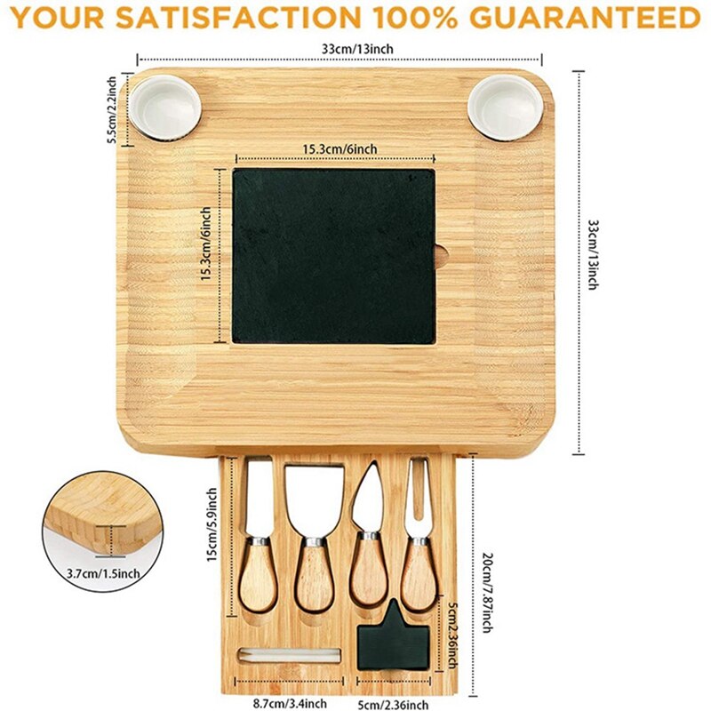Cheese Board And Knife Set,Bamboo Charcuterie Board Set, Charcuterie Platter &amp; Serving Tray,House Warming