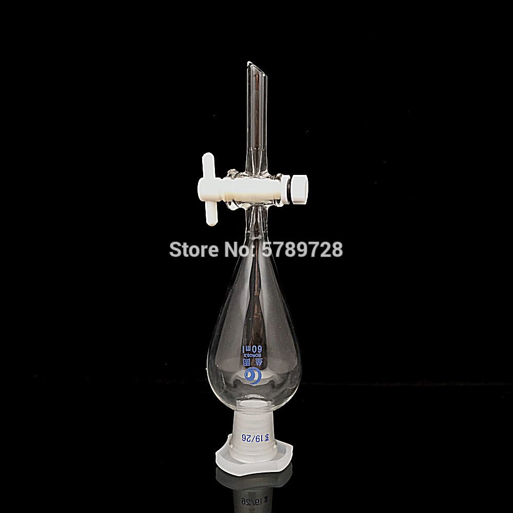 1pcs Chemistry Lab Supplies Transparent Glass Borosilicate Pear Shape Separatory Funnel With PTFE Stopcock